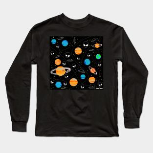 Alien in planetary pattern ecopop Long Sleeve T-Shirt